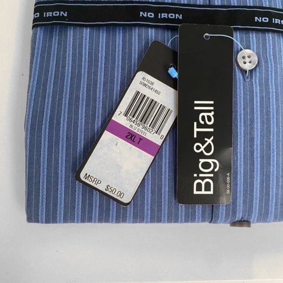 Van Huesen - 2XLT Blue Striped Dress Shirt - Picture 4 of 6